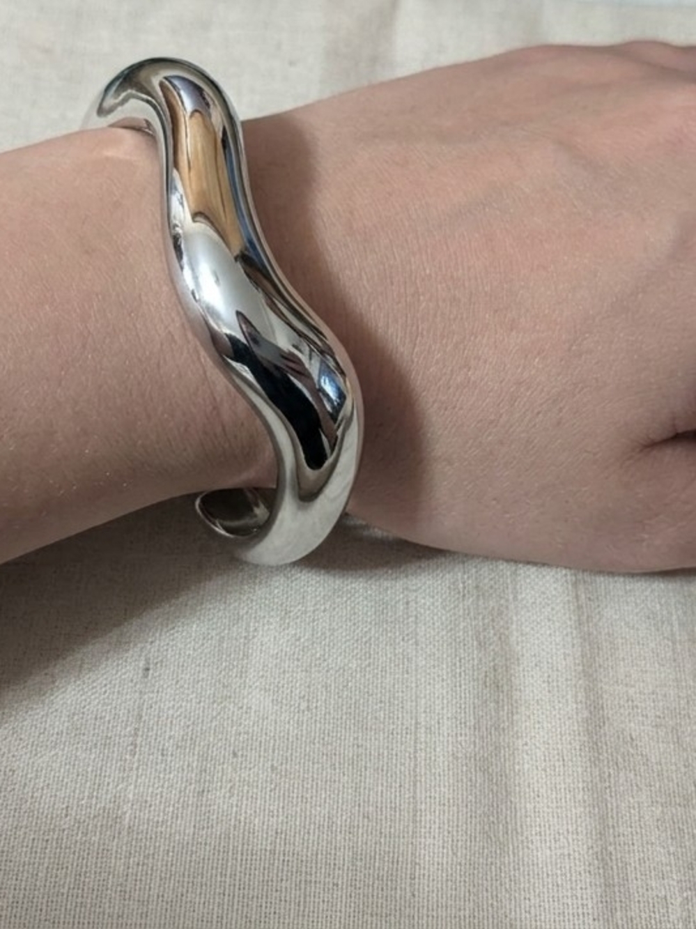 Wavy Sculptural Silver-Tone Cuff Bracelet